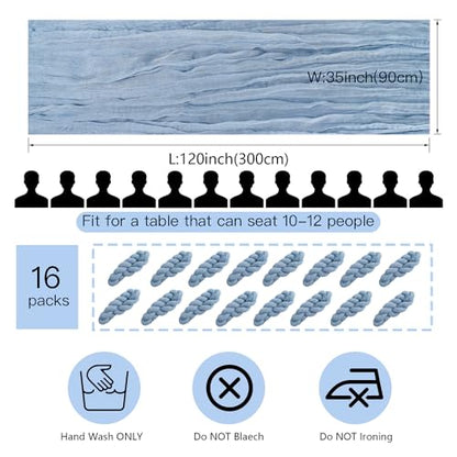 16 Pack Dusty Blue Cheesecloth Table Runner 10Ft Boho Gauze Table Runners 35x120 Inch Blue Cheese Cloth Table Runners Long Sheer Table Runners for Wedding Bridal Shower Birthday Party Table Decor - style: Blue