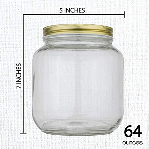 kitchentoolz 6 Pack of Glass Mason Jar Half Gallon Wide Mouth with Airtight Metal Lid - Safe for Fermenting Kombucha Kefir, Pickling, Storing and Canning Made in USA - color: Gold Lid