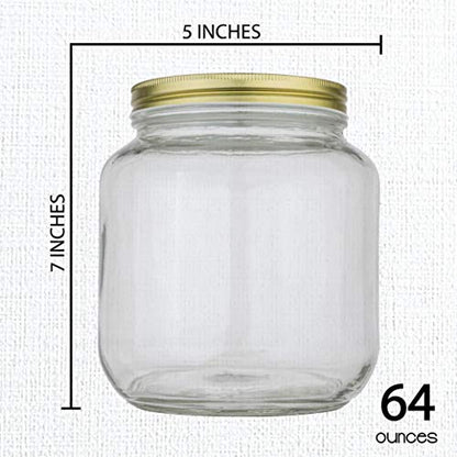 kitchentoolz 6 Pack of Glass Mason Jar Half Gallon Wide Mouth with Airtight Metal Lid - Safe for Fermenting Kombucha Kefir, Pickling, Storing and Canning Made in USA - color: Gold Lid