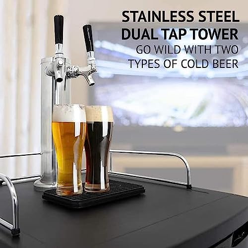 TMCRAFT Kegerator Tower Kit, Double Tap Beer Conversion Kit, Stainless Steel Beer Tower with Dual Gauge CGA-320 Regulator & D-System Keg Coupler for Bars, Pubs, and Restaurants