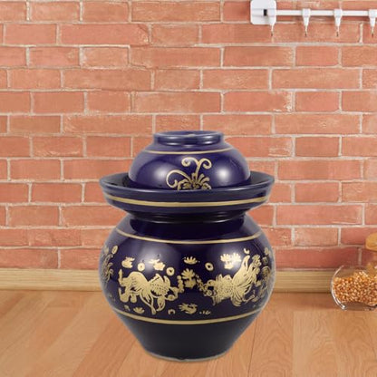 Abaodam Ceramic Pickling Jar with Lid 4lb Thickened Chinese Fermenting Crock Kitchen Vegetable Storage Jar for Kimchi Sauerkraut and Pickles Household Use