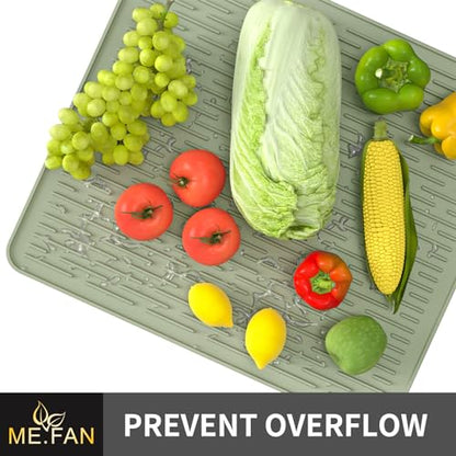 ME.FAN Silicone Dish Drying Mat for Kitchen Counter, Dish Drying Pad for Sink, Refrigerator or Drawer, Countertop Protection Pad M - 16''×12'' - Desert Sage - size: 12" x 16"