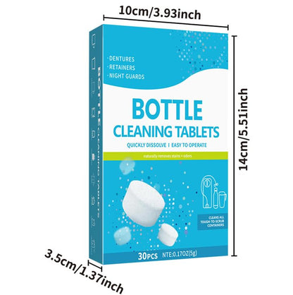 30 Pack Bottle Bright Cleaning Tablets,Water Bottle Cleaner,Removing Limescale and Tea Stains,For Water Bottle,Coffee Pot,Glass,Tumbler,Stainless,Also Can Clean Dentures,It's Multipurpose Cleaner