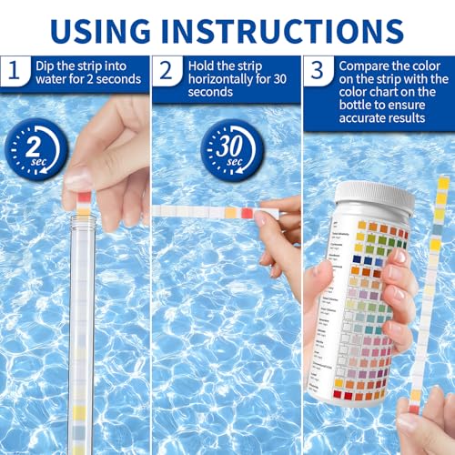 16-in-1 Universal Test Strips - 100pcs Reliable pH Testing Strips Kit for Liquid Testing, Quick Get Highly Accurate Results in Seconds, Drinking Water, Aquarium, Pool, Hot Tub, Spa