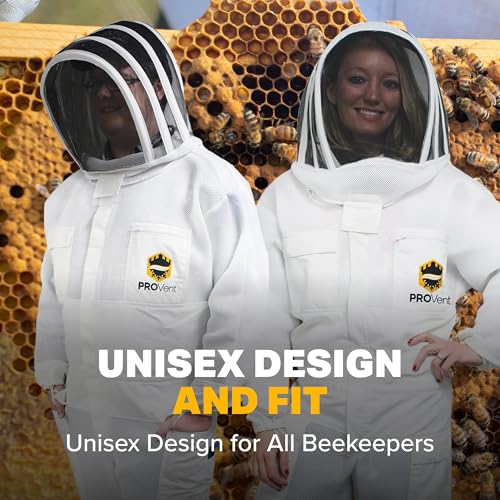 Mann Lake Provent Beekeeping Suit, Professional Grade Protective Bee Gear with Reinforced Knees, Heavy-Duty Elastic Openings, Covered Zippers, Hand Loops, and Velcro Pockets for Tools, Medium - size: Medium
