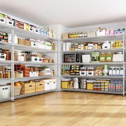 REIBII 55.5" W Storage Shelves 3200LBS Metal Shelving 5 Tier Wire Shelving Garage Shelving Heavy Duty Metal Shelves for Shelving Unit Commercial Adjustable Shelf, 55.5" W X 18''D X 71" H，Chrome - color: Chrome