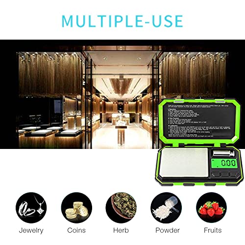Fuzion Pocket Gram Scale, 500g x 0.01g Digital Jewelry Scale, 6 Modes Conversion Mini Scale with LCD Display, Tare for Herb, Food, Jewelry, Medicine - color: Green, size: 500/0.01g