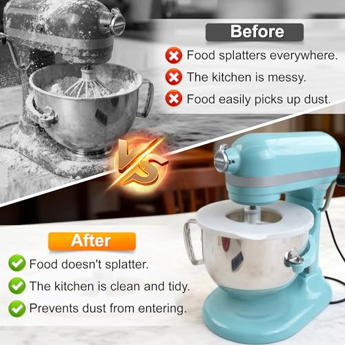 Silicone Mixer Bowl Cover Compatible with KitchenAid 6 Quart Bowl-Lift Stand Mixer, Mixer Bowl Lid to Prevent Spilling of Ingredients - color: Fit for 6qt - Grey