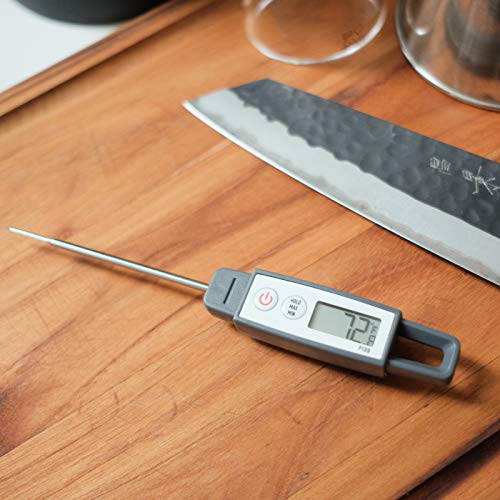 Lavatools PT09 Super-Quick Commercial Grade Digital Thermometer for Cooking, Meat, Candy, Candle, Liquid, Oil, 4.5" Compact Probe, Splash Proof, °C/°F Toggle, Hold Function - Sambal - color: Sambal, size: Regular