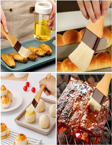 Pastry Brush,2 inch Basting Brush for Cooking and Baking,Natural Bristle Food Brush for Oil & Sauce,No Bristles off,Easy Clean,Durable Kitchen Marinade Butter Culinary Utensil (2 Pack)