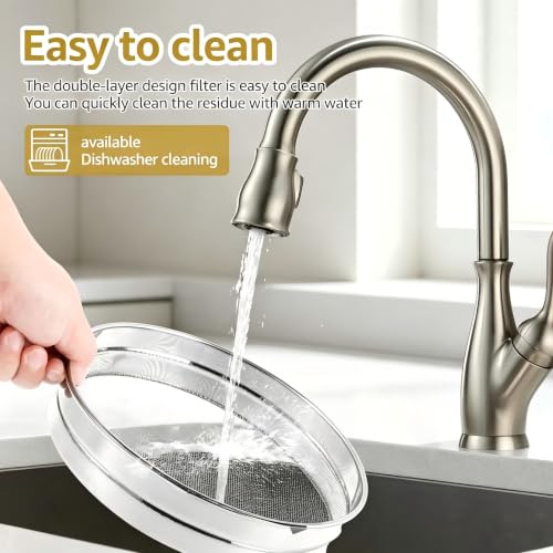 Stainless Steel Honey Strainer for 5 Gallon Bucket, Double Layer Mesh Honey Filter Strainer with Adjustable Support Legs, Universal Beekeeping Harvest Tool Fit Most Honey Pails
