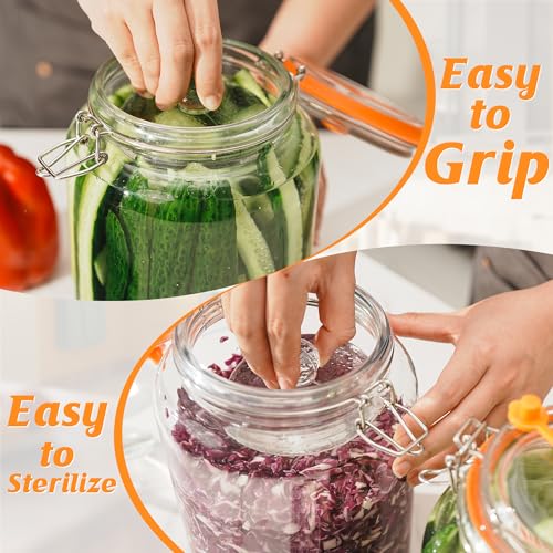 3.78" Glass Fermentation Weights for Gallon Jars, 2-Pack, Grip Handle | Designed for jars with an inner diameter of 3.8 inches or larger