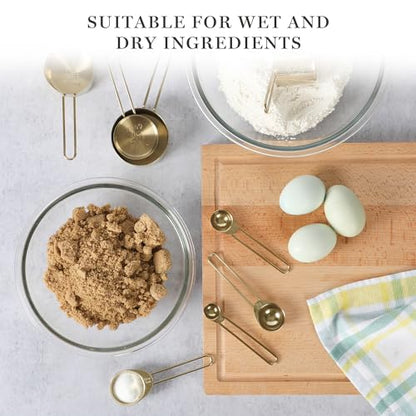 Martha Stewart Richburn 4-Piece Gold Stainless Steel Measuring Spoons Set – Durable and Stylish Kitchen Measuring Tools for Precise Baking and Cooking - color: Gold