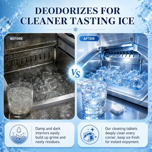 Ice Machine Cleaner Tablets Descaler, 24 Count Nickel Safe Ice Maker Cleaner Tablets, Compatible with Countertop, Nugget, Opal, Kitchenaid, GE Profile, Food-Grade Formula, Effective Descaling