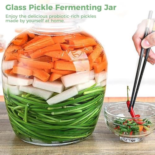 Large Capacity Glass Fermenting Jar, Sealed Pickle Container with Water Seal Airlock Lid, Traditional Chinese Fermentation Crock for Kimchi and Sauerkraut