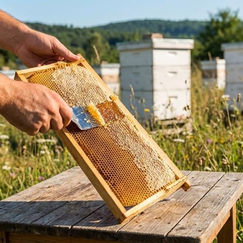 Honey Uncapping Fork Tool with 18 Stainless Steel Tines, Plastic Handle, Bee Keeping Scraper Knife for Honey Extractor