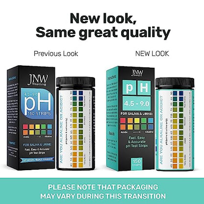 pH Test Strips for Urine and Saliva - 150 Litmus Paper pH Test Strips with Ebook, Quick & Easy pH Level Testing from 4.5-9.0, Ultimate Acidity Test Kit from JNW Direct