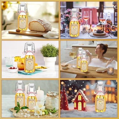 20 Pack Swing Top Glass Vanilla Extract Bottles 4 oz with Lids, Funnel and Vanilla Extract Labels, Boston Vanilla Bottles for Syrup Gift, Flip Top Glass Jars - color: 20PC 4oz Round Bottle