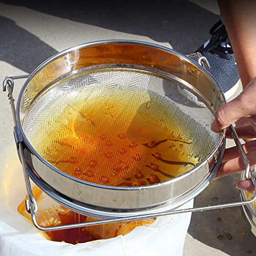 Stainless Steel Honey Strainer Double Sieve Debris Extractor Mesh Filter Beekeeping Equipment Tools, Fine/Coarse Mesh Filters Out Bee Pollen, Impurities