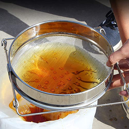 Stainless Steel Honey Strainer Double Sieve Debris Extractor Mesh Filter Beekeeping Equipment Tools, Fine/Coarse Mesh Filters Out Bee Pollen, Impurities