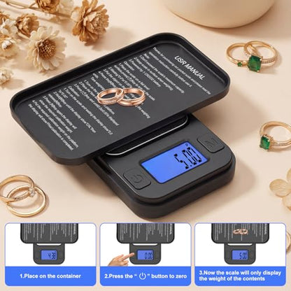 Diyife Milligram Scale, 200g/0.01g High Accuracy Pocket Scale with Storage Case, 8 Units, Multifunctional Digital Gram Scale for Lab, Jewelry, Gem, Mg, Black - color: Black