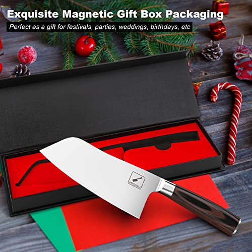 imarku Kitchen Knife, 7 Inch Ultra Sharp Butcher Knife - Japanese SUS440A Stainless Steel Meat Cleaver with Ergonomic Handle, Meat Knife for Home, Kitchen, Restaurant - color: Bronze
