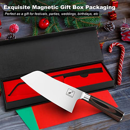 imarku Kitchen Knife, 7 Inch Ultra Sharp Butcher Knife - Japanese SUS440A Stainless Steel Meat Cleaver with Ergonomic Handle, Meat Knife for Home, Kitchen, Restaurant - color: Bronze