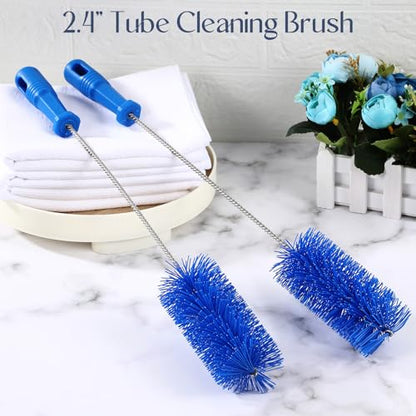 Baderke 2 Pieces Drain Brush Pipe Cleaning Tube Brushes 19.7 Inch Plastic Shower Pipe Flexible Cleaning Tool(Blue,19.7 x 2.4 Inch) - color: Blue, size: 19.7 x 2.4 Inch