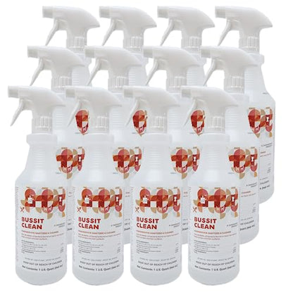 BussitClean Food Surface Sanitizer & Cleaner, 1 Quart (Case of 12), Kills 99.9% of Kitchen Bacteria - size: 32 Fl Oz (Pack of 12)