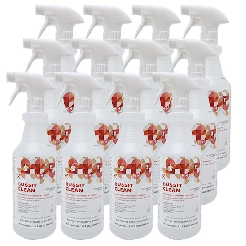 BussitClean Food Surface Sanitizer & Cleaner, 1 Quart (Case of 12), Kills 99.9% of Kitchen Bacteria - size: 32 Fl Oz (Pack of 12)