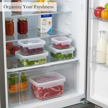 Food Storage Containers with Lids, Stackable PP Plastic Bins for Refrigerator & Pantry Organization, Clear Design for Leftovers and Prep Ingredients - size: 4.69 x 3.35 x 2.15 in