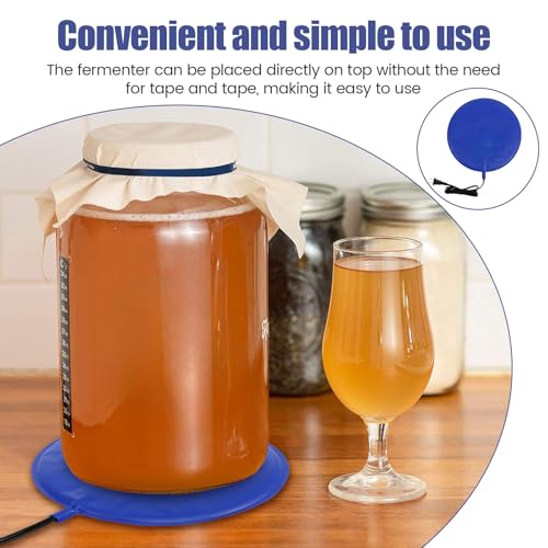 Brewing Heating Pad, Fermentation Heating Pad, Waterproof Brewing Heating Pad with 2 Temp Strips, Sourdough Warming Mat for Home Brewing 1-3Gal Plastic & Glass Fermenter Vessels