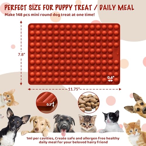 HKNMTT Mini Semi Sphere Shape Molds Silicone, 148 Cavities Round Baking Moulds for Dog Treats Snack Candy Chocolate Chip Cookie Wax Yogurt Melts, Oven Safe Small Half Ball Pellet Sheets - style: Mini Semi Sphere - 1PC
