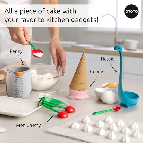 OTOTO Coney Ice Cream Measuring Cups Set – Detachable Plastic Measuring Cup Set for Baking & Cooking, Cute Measuring Cups for Liquid, Cute Baking Supplies, Kitchen Gadgets, Baking Gifts - style: Coney