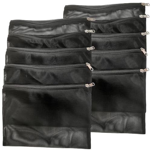 10 Pcs 10" x 7" Aquarium Filter Media Bags, Fish Tank Media Mesh Filter Bags with Zipper, Black Mesh Reusable Bags for Activated Carbon, Ceramic Rings, etc. - size: 10" x 7"