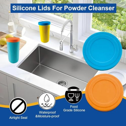 4 Pack Silicone Powder Cleanser Lids, Compatible with Bar Keepers Friend, Comet, Ajax Powder Cleanser 12oz & 21oz, Silicone Cover for Cleaning Powder Moisture Resistance, Reusable Silicone Lid