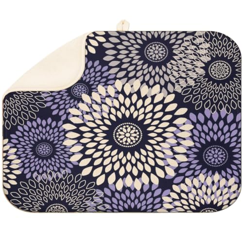 Boho Floral Dish Drying Mat for Kitchen Super Fast Absorbent Dishes Drainer Mat Large Dishes Drying Pad for Dishes, Pots and Pans, Utensils, Kitchen Countertop Decor 18x24 in - color: Boho Floral, size: 18"x24"