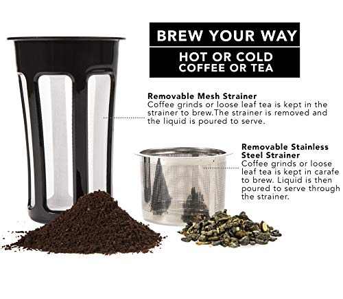 Thermal Coffee Carafe 68 Oz - Stainless Steel Insulated with Tea Infuser | Keeps Hot 12 Hours, Double Walled Vacuum, German Beechwood Handle, BPA-Free, 2 Liter Beverage Dispenser Thermos, Gray - color: Gray