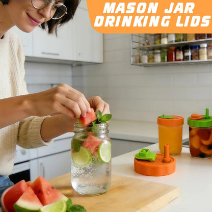 4 Pack Silicone Wide Mouth Mason Jar Lids with Straw for Ball, Kerr and More,Food Grade Canning Jar Drinking Lids,Storage Caps for Mason,Leak-Proof