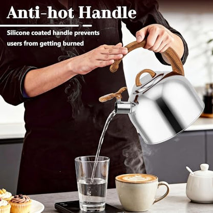 Harriet Tea Kettle Whistling Stovetop Tea Pot, 3.1QT Food Grade Stainless Steel Kettle for Boiling Water Coffee or Milk(Stainless Steel) - color: Stainless Steel