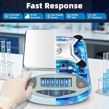 Lab Scale 5000g x 0.01g,13 Unit 0.01g Accuracy High Precision Digital Analytical Balance, Electronic Laboratory Precision Gram Scale Digital Kitchen/Jewelry/Scientific Scale - size: 5000gx0.01g