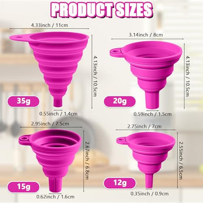 4PCS Silicone Collapsible Funnels Set for Kitchen Use Compact and Portable Liquid Transfer Tool, Collapsible Gadgets(Purple) - color: 4PCS-Purple