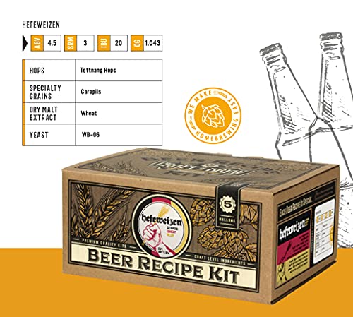 Craft a Brew - Beer Recipe Kit - Hefeweizen - Home Brewing Ingredient Refill - Beer Making Supplies - Includes Hops, Yeast, Malts, Extracts - 5 Gallons - color: Hefeweizen