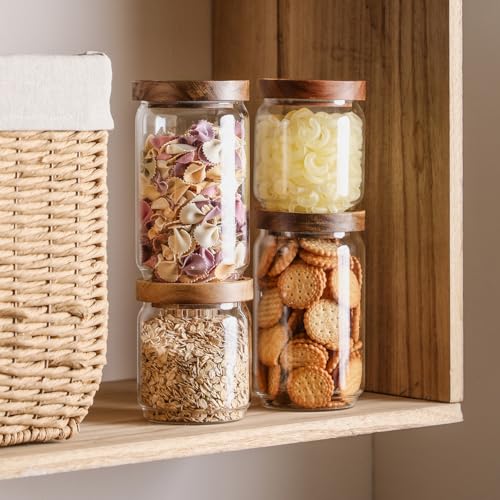 Glass Jar with Lid 3.54 Inch Wide, 34 OZ Airtight Food Storage Containers Glass Set for Coffee Beans| Sugars| Candy, 2 Pack - color: 34oz*2
