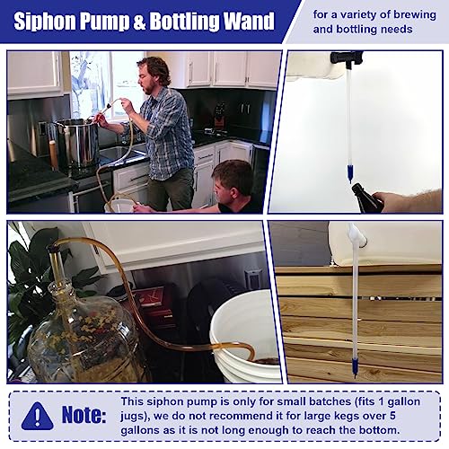 Saillong Siphon for Wine Making, Siphon Pump with 6 Feet of Tubing, Bottling Wand, Clamp, Bubble Airlock and Drilled Stopper, Siphoning Kit for Small Batch Beer Kombucha Wine Mead Homebrew