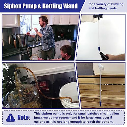 Saillong Siphon for Wine Making, Siphon Pump with 6 Feet of Tubing, Bottling Wand, Clamp, Bubble Airlock and Drilled Stopper, Siphoning Kit for Small Batch Beer Kombucha Wine Mead Homebrew