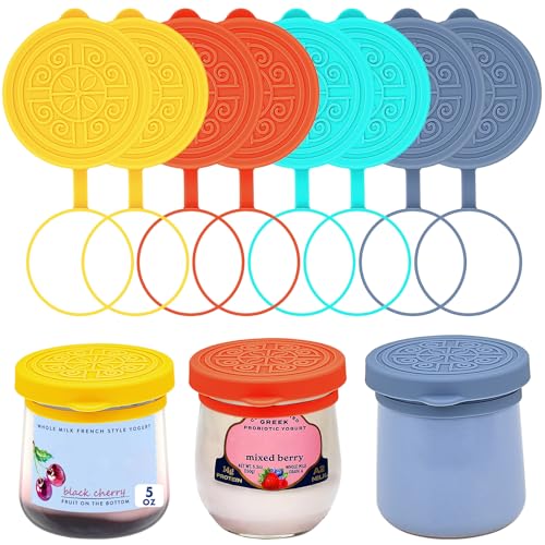 8pack for La Fermiere Yogurt Jar Lids Silicone, Leakproof Covers Fit for La Fermière Yogurt Jars, Reusable Replacement Yogurt Jar Lids, Dishwasher Safe