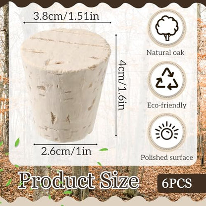 6 Pcs Carboy Cork Stopper, Fermentation Corks for Most 3 5 6 Gallon Glass Carboy Tapered Corks, Wood Tapered Stopper Bungs Cap for Home Brewing Wine