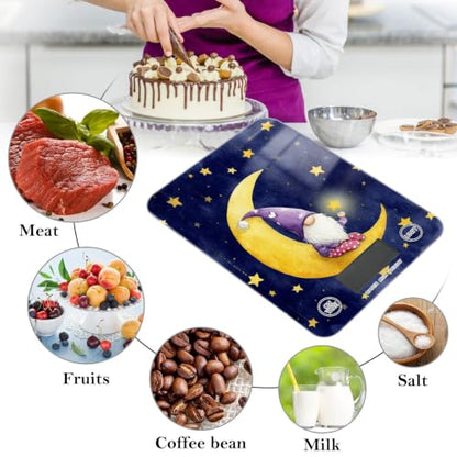 Food Scale Kitchen Digital Scale Food Ounces and Grams Dieting Baking Cooking Waterproof Glass Panels LCD Display,4 Units Scale Tare Function Stars Dark Blue - color: Constellation 26