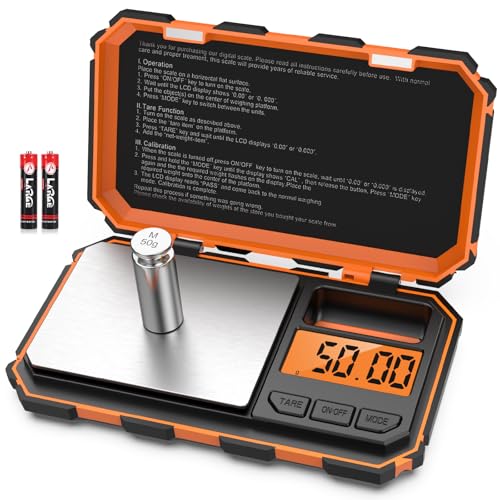 Digital Gram Scale, 200g x 0.01g Pocket Scale, Mini 6 Units Jewelry Scale with LCD Display, Tare Function for Food, Jewelry, Coin, Coffee,with 50g Calibration Weight(Battery Included) - size: 200g/0.01g